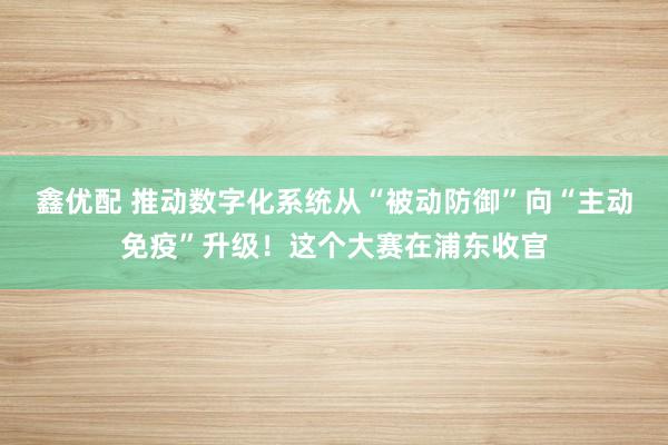 鑫优配 推动数字化系统从“被动防御”向“主动免疫”升级！这个大赛在浦东收官