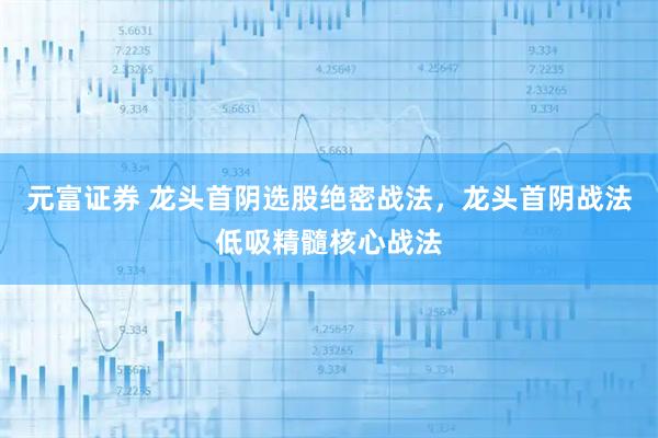 元富证券 龙头首阴选股绝密战法，龙头首阴战法低吸精髓核心战法